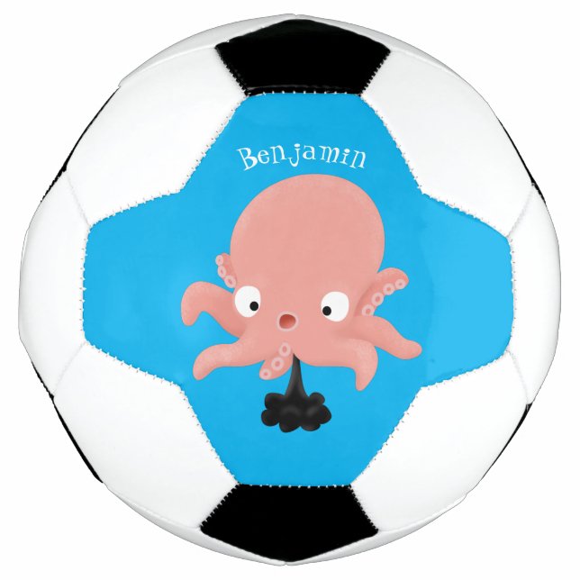Cute pink baby octopus cartoon humour football (Front)