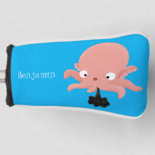Cute pink baby octopus cartoon humour golf head cover