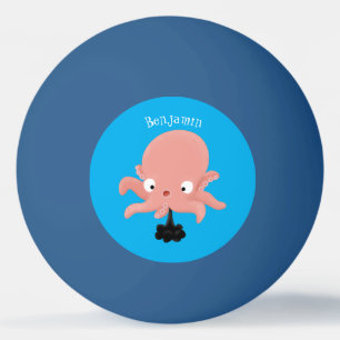 Cute pink baby octopus cartoon humour ping pong ball