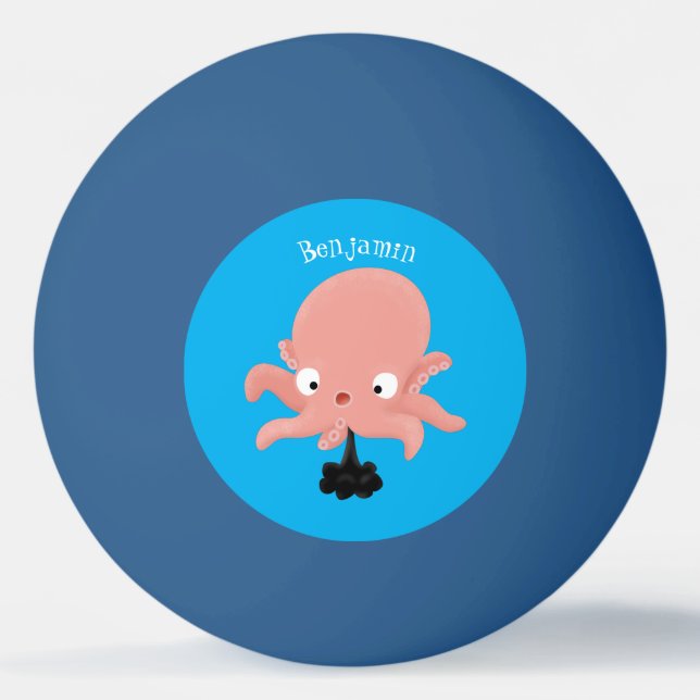 Cute pink baby octopus cartoon humour ping pong ball (Front)