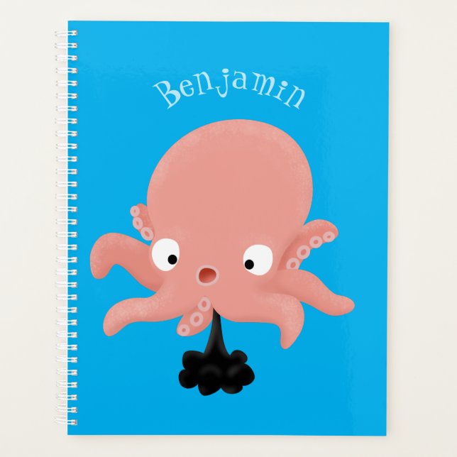 Cute pink baby octopus cartoon humour planner (Front)