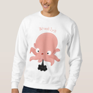 Cute pink baby octopus cartoon humour sweatshirt
