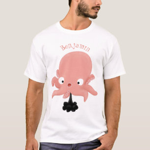 Cute pink baby octopus cartoon humour T-Shirt