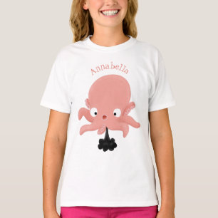 Cute pink baby octopus cartoon humour T-Shirt