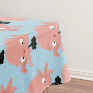 Cute pink baby octopus cartoon humour  tablecloth