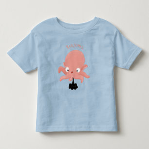 Cute pink baby octopus cartoon humour toddler T-Shirt