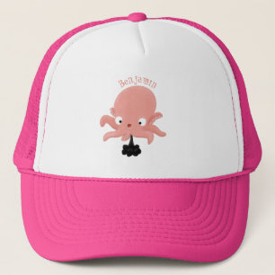 Cute pink baby octopus cartoon humour trucker hat