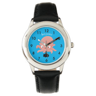 Cute pink baby octopus cartoon humour watch