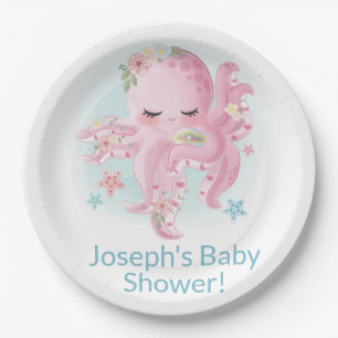 Cute Pink Baby Octopus  Napkins Paper Plate