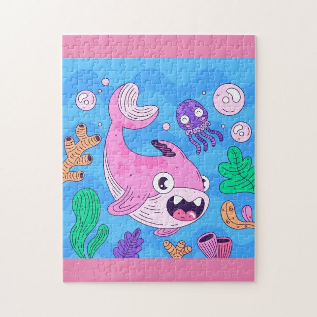 Cute Pink Baby Shark Jigsaw Puzzle (Vertical)