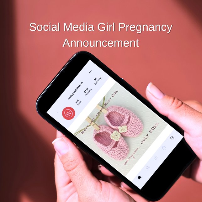 Cute Pink Baby Shoes Social Media Girl Pregnancy Announcement (Creator Uploaded)