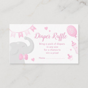 Cute Pink Baby Shower Diaper Raffle Ticket Enclosure Card