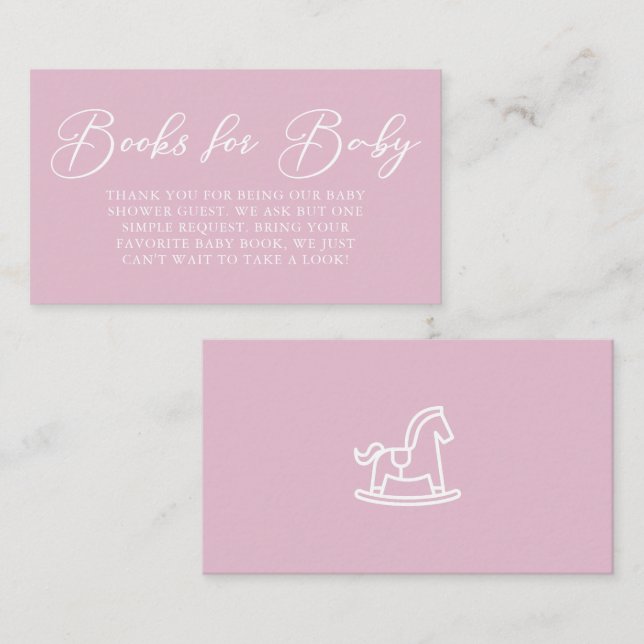 Cute Pink Baby Shower Minimalist Books for Baby Enclosure Card (Front/Back)