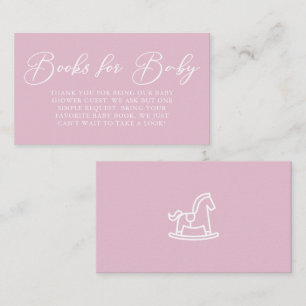 Cute Pink Baby Shower Minimalist Books for Baby Enclosure Card