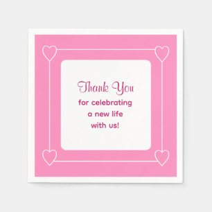 Cute Pink Baby Shower Thank You for Celebrating Napkin