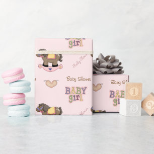 Cute Pink Baby Shower Wrapping Paper