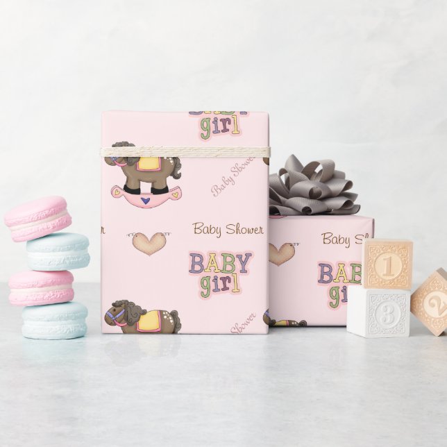 Cute Pink Baby Shower Wrapping Paper (Baby Shower)