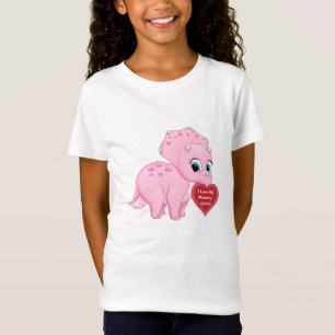 Cute Pink Baby Triceratops Love My Mummy Heart T-Shirt