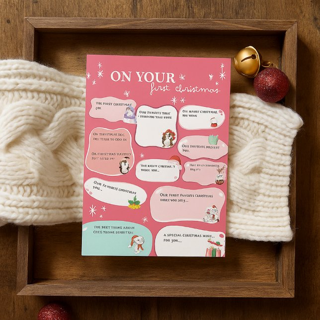 Cute Pink Baby's First Christmas Memory Keepsake Invitation (Creator Uploaded)