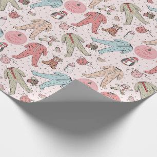 Cute Pink Baby's First Christmas Personalised Wrapping Paper
