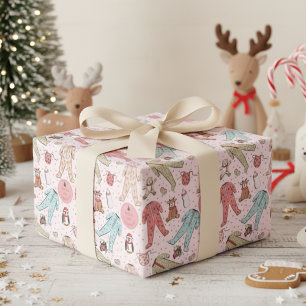 Cute Pink Baby's First Christmas Personalised Wrapping Paper