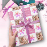 Cute Pink Baby's first Christmas Snowflake Photo  Wrapping Paper<br><div class="desc">Cute Pink Baby's first Christmas Snowflake Photo Wrapping Paper. Pink and white background with a beautiful pink colourful snowflakes. Celebrate your baby's first Christmas with a personalised touch! This baby's first Christmas wrapping paper is the perfect way to wrap your little one's gifts and create a lasting memory. With custom...</div>