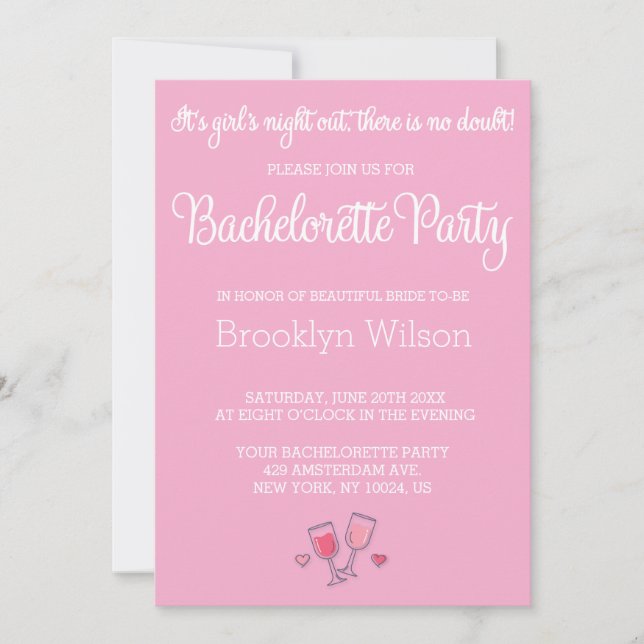 Cute Pink Bachelorette Party Invitations (Front)