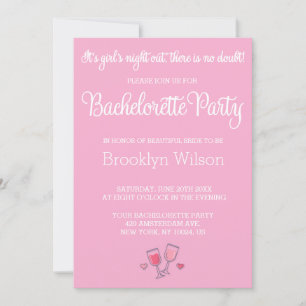 Cute Pink Bachelorette Party Invitations