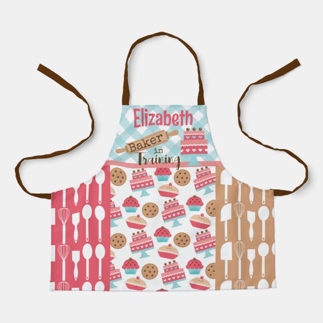 Cute Pink Baker in Training Personalised Apron (Front)