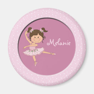 Cute Pink Ballerina 1 Custom Name Magnet