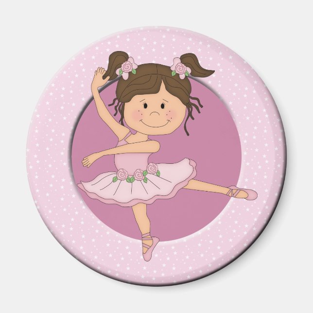 Cute Pink Ballerina 1 Custom Name Magnet (Front)