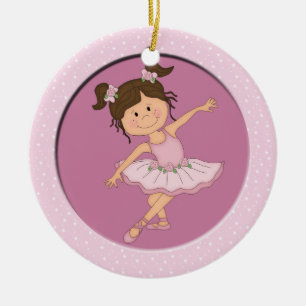 Cute Pink Ballerina 2 Ballet Star Ceramic Tree Decoration