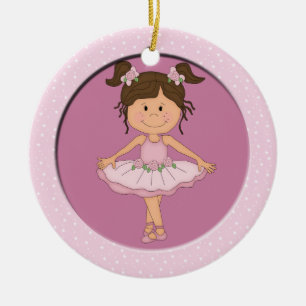 Cute Pink Ballerina 3 Ballet Star Ceramic Tree Decoration