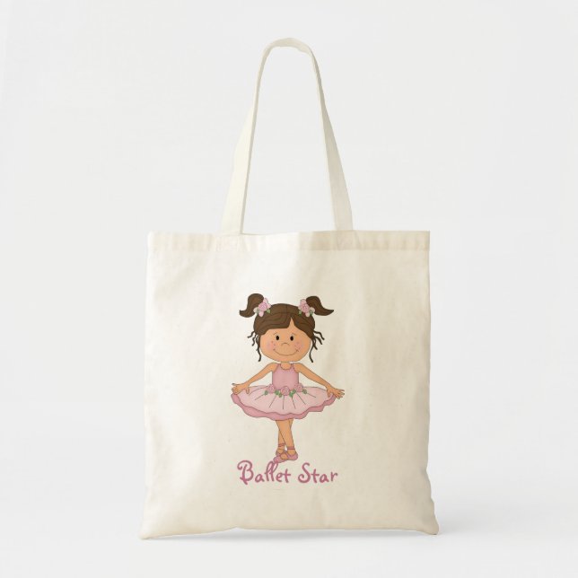 Cute Pink Ballerina 3 Ballet Star Tote Bag (Front)