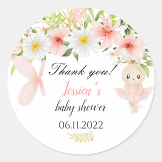 Cute pink Ballerina baby shower party stickers