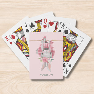 Cute Pink Ballerina Ballet Bunny Personalised Playing Cards