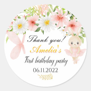 Cute pink Ballerina birthday party stickers 