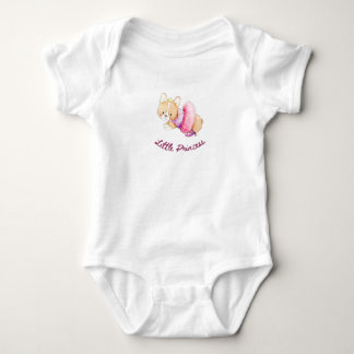Cute Pink Ballerina Corgi Puppy Dog Girls Bodysuit