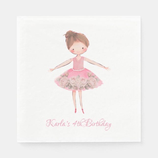 Cute Pink Ballerina Dancer Napkin (Front)
