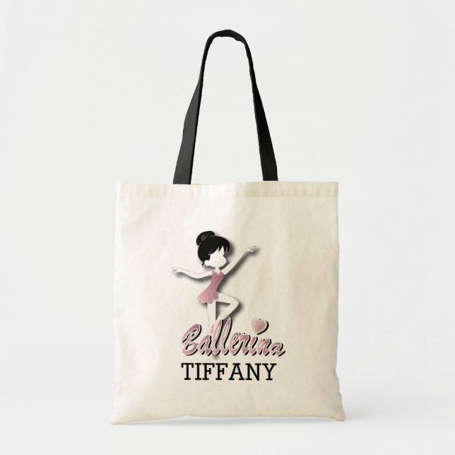 Cute Pink Ballerina Girl | Ballet Dancer Tote Bag (Front)