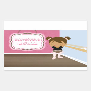 Cute pink ballerina girls birthday party stickers