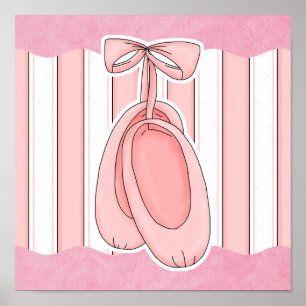 Cute Pink Ballerina Toe Shoes Poster
