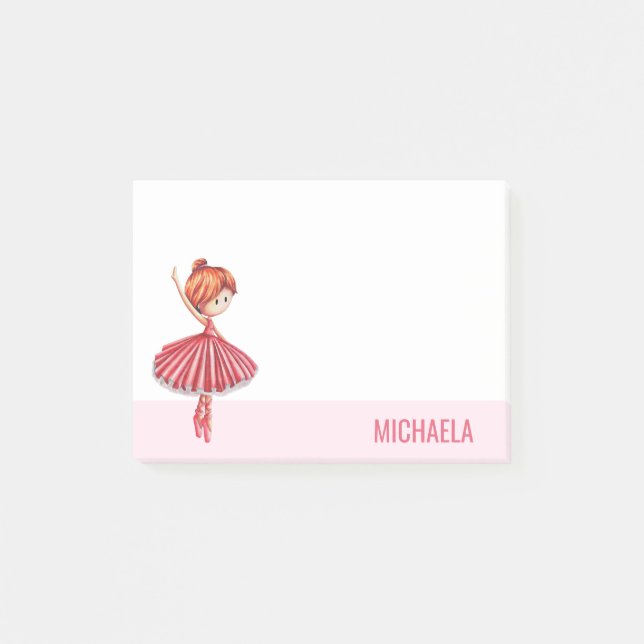 Cute Pink Ballet Dancer with Tutu Post-it Notes (Front)