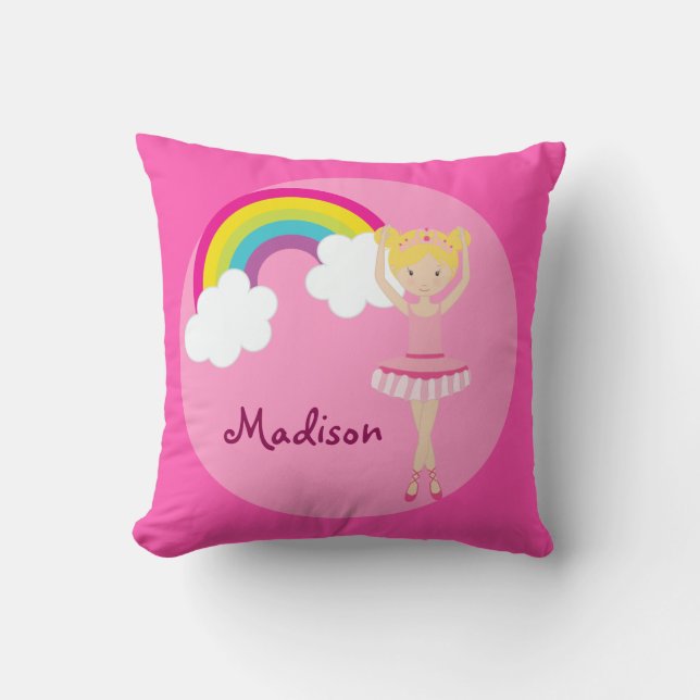 Cute Pink Ballet Girl Custom Cushion (Front)