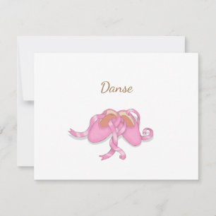 Cute Pink Ballet Slippers Custom Dancer Note Card
