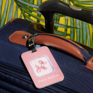 Cute Pink Balloon Dog Minimalist aesthetic Luggage Tag