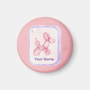 Cute Pink Balloon Dog Minimalist aesthetic Magnet