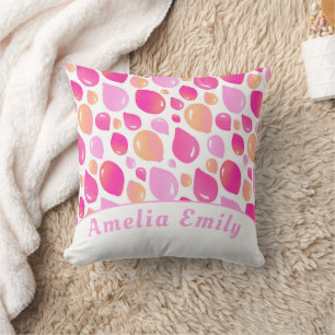 Cute Pink Balloon Girly Pattern Girl Name  Cushion