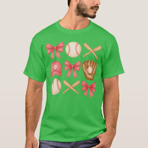 Cute Pink Baseball Bow Girl Sports Fan Softball Gi T-Shirt