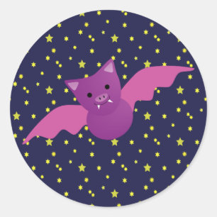 Cute Pink Bat Classic Round Sticker